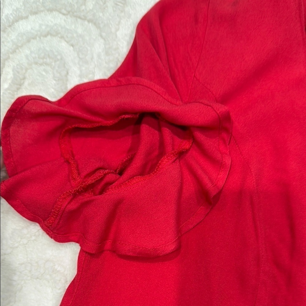 Red Button-Down Women's Top - Picture 4 of 6